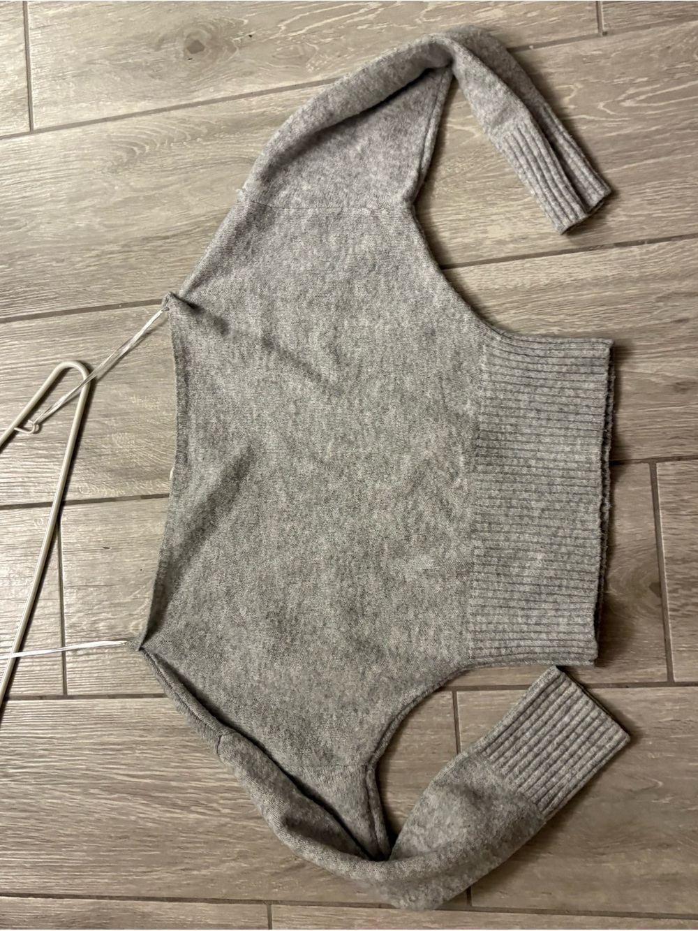 Garage Off-the-Shoulder Gray Cropped Sweater